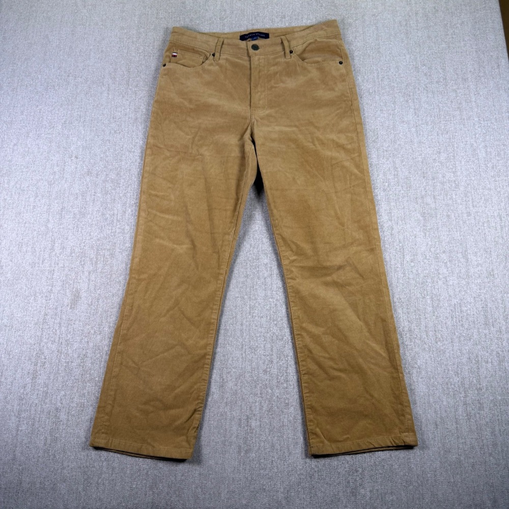 Tommy Hilfiger Corduroy Pants Women 10 Tan Straight Leg Stretch